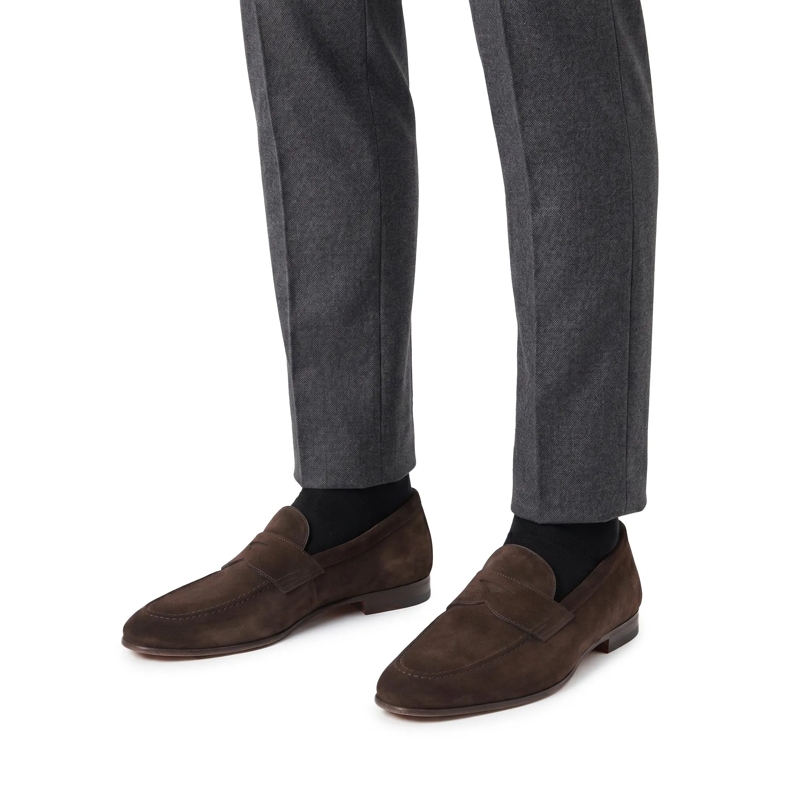 Santoni Schnürschuhe Loafers aus Veloursleder braun(Image 2)