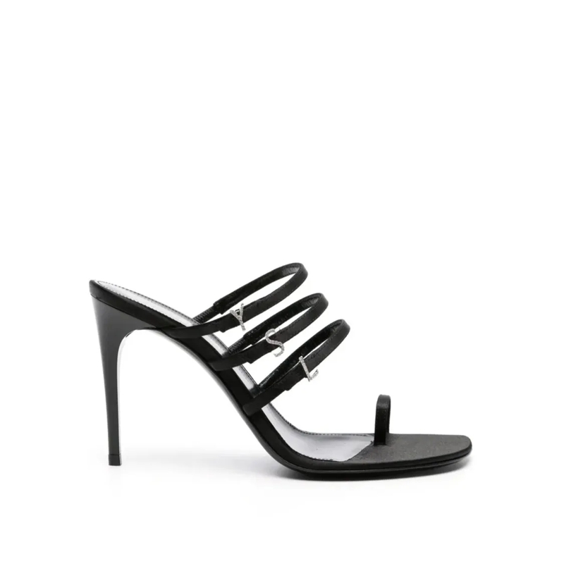 Saint Laurent Sandalen Jerry 95 Satin Sandals Black