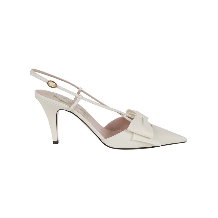 Valentino Garavani Slingback Pumps In Goatskin White Pumps