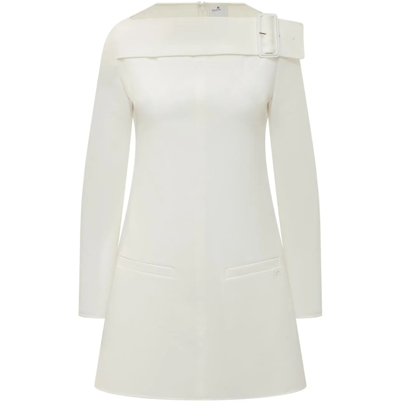 Courrèges Mini-robe Abito Corto Con Spallina E Fibbia weiß