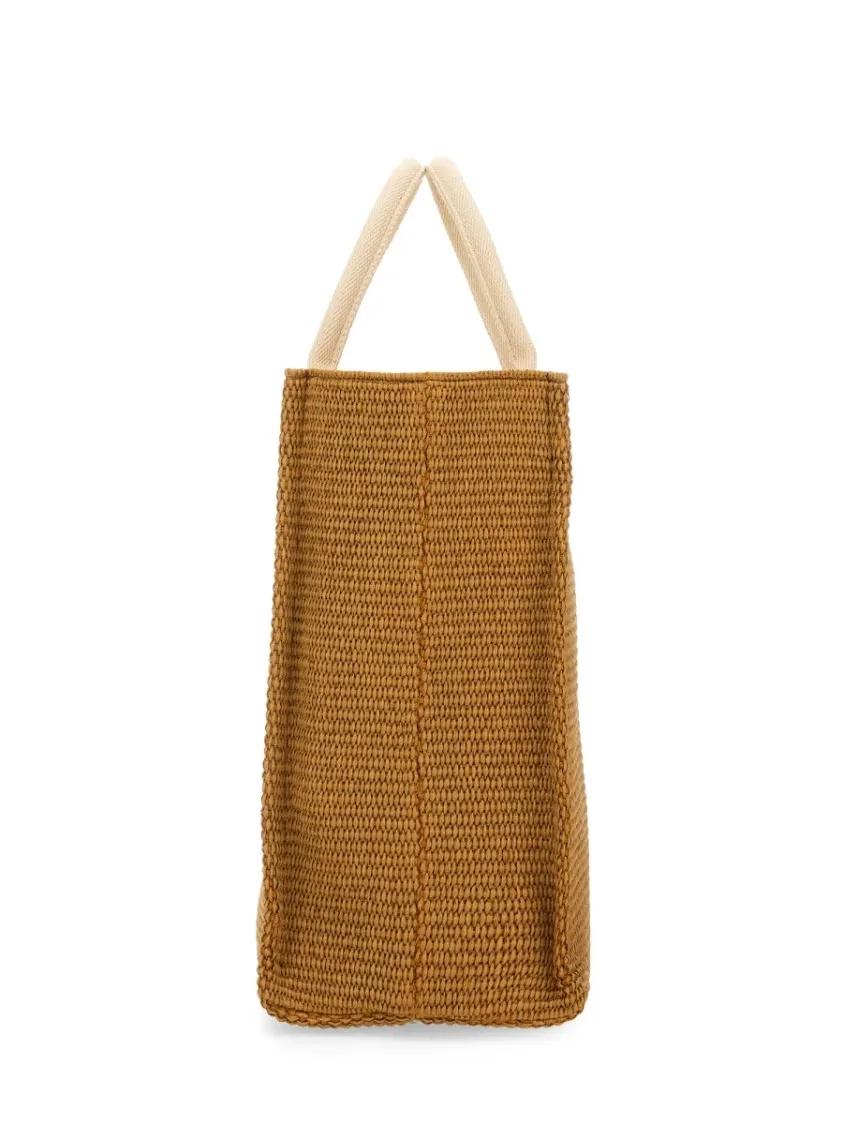 Marni Shoppers & Totes Large Raffia Effect Fabric Tote Bag in bruin
