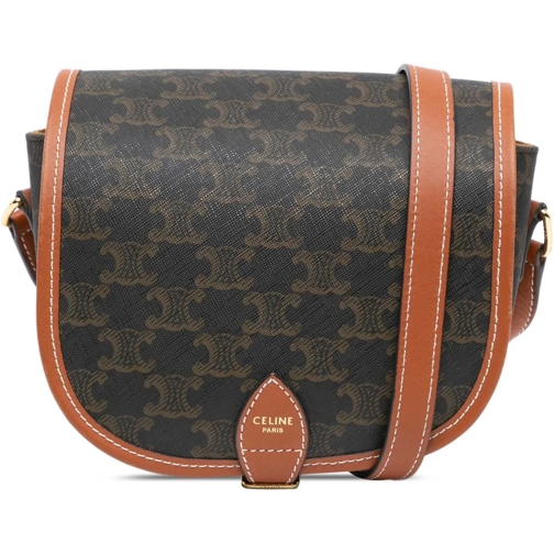 Celine Schultertasche 2019 Medium Triomphe Coated Canvas Folco Crossbody braun
