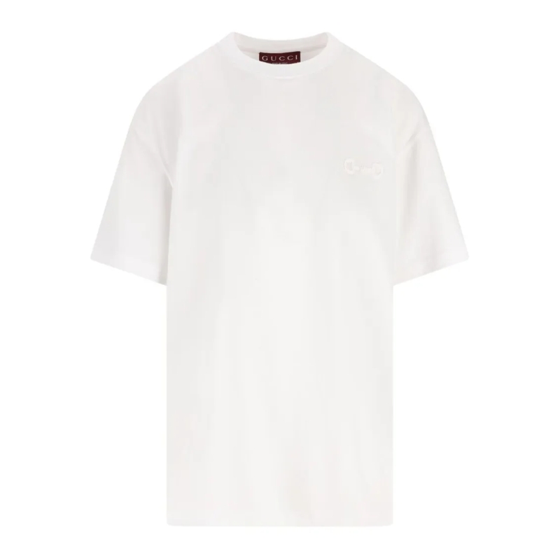 Gucci T-Shirt Embroidered White Crew Neck Top White