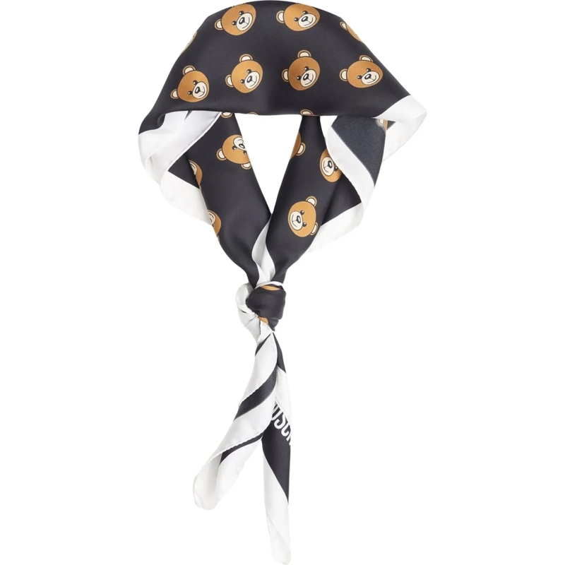 Moschino Écharpe en laine Foulard made of silk with print schwarz