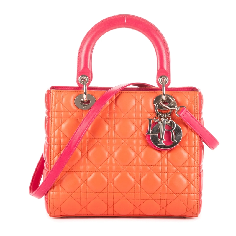 Christian Dior Crossbody Bag Medium Lady Dior Zip PM orange