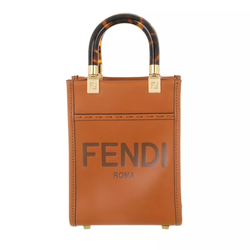 Fendi Mini Sunshine Logo Shopper Cognac Minitasche