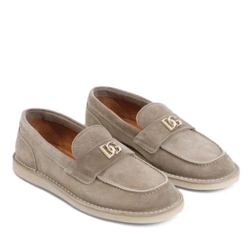 Dolce&Gabbana Mid-Grey Calf Leather Loafers Grey Ballerine