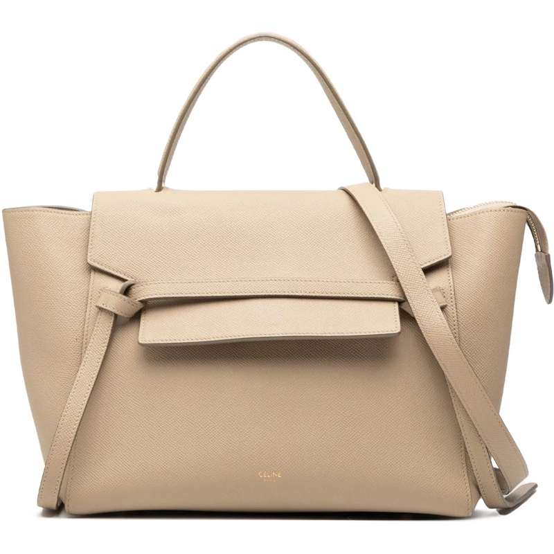 Celine Schultertasche Mini Grained Calfskin Belt Satchel braun