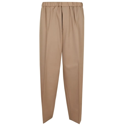 Jil Sander  Cropped Wool Trousers With Drawstring Waist Brown