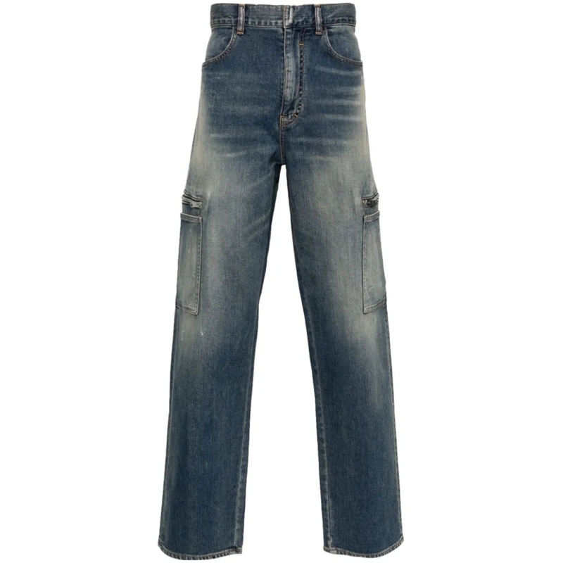 Givenchy Jeans Medium Blue Straight Leg Denim Trousers Grey