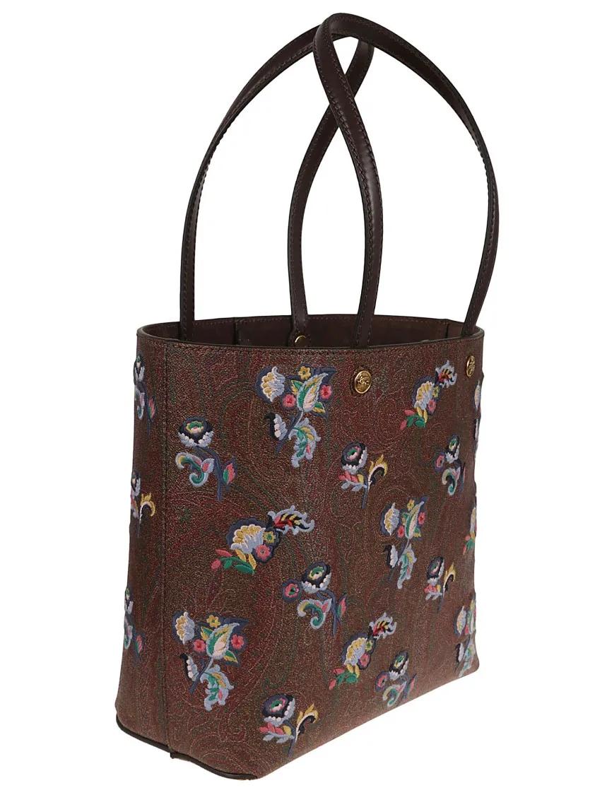 ETRO Totes & shoppers Essential Small Tote Bag With Iconic Paisley Jacqu in bruin