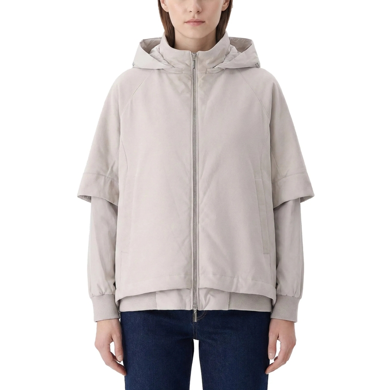 Moorer Overgangsjas Jacke Talitha aus Veloursleder grau(Image 2)