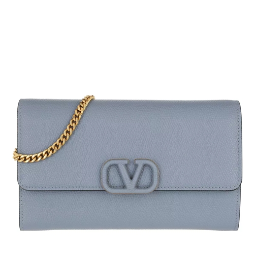 Valentino Garavani VLogo Signature Chain Wallet Niagara Blue Wallet On A Chain