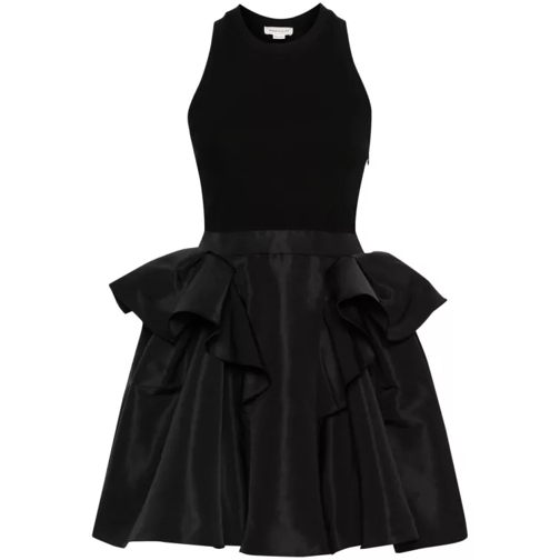 Alexander McQueen Black Peplum-Trim Mini Dress Black 