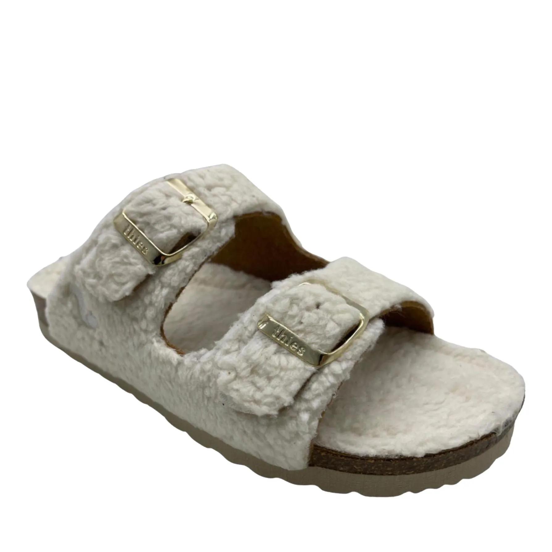 thies Sneakers - thies 1856 ® Eco Teddy Sandal vegan off white (W/X - Gr. 41 (EU) - in Creme - für Damen