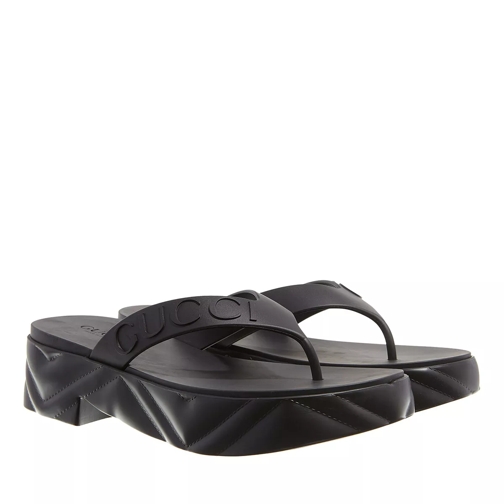 Gucci Thong Platform Sandal Black Rubber Slide