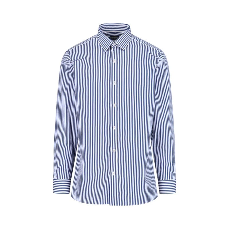 Tom Ford Hemd Tailored Shirt With Button-Down Front – White Blue