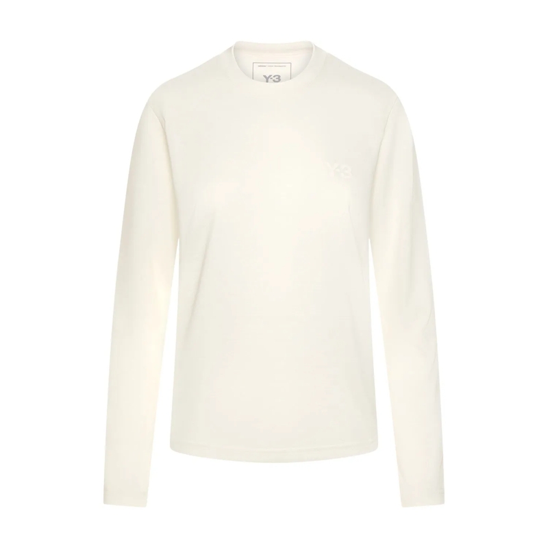 Y-3 T-Shirt Regular Longsleeve mit Logo Creme