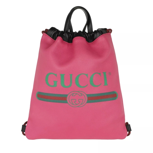 Gucci Gucci Print Small Drawstring Backpack Pink Ryggsäck
