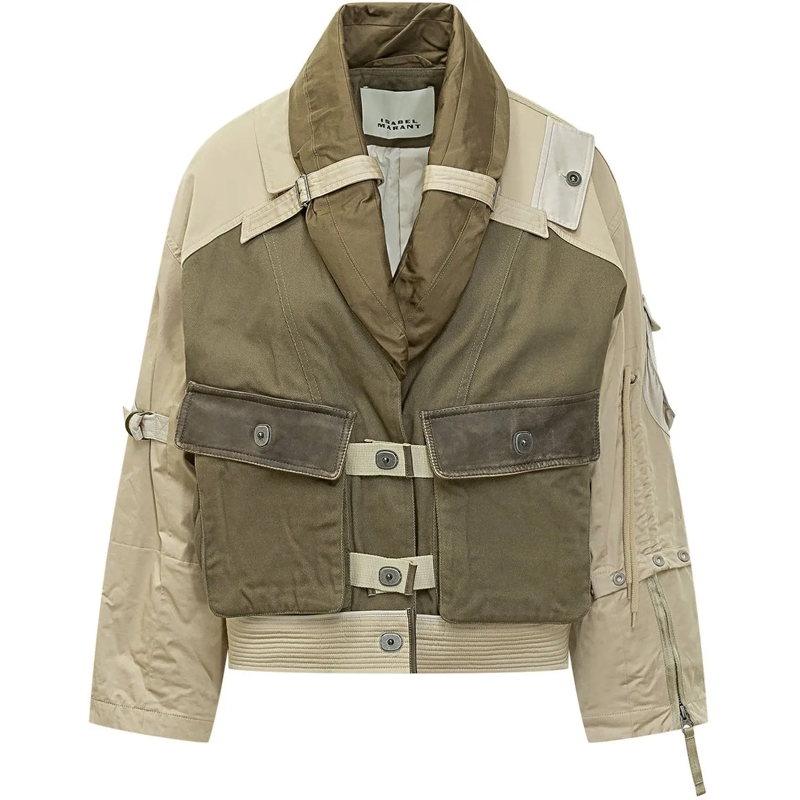 Isabel Marant Veste de transition Giacca Utility Corta Multitasche con Cinturini grün