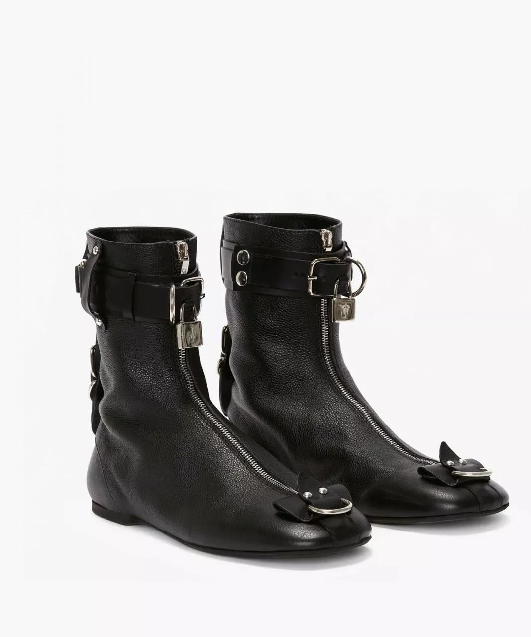 J.W.Anderson Boots & Stiefeletten - JW ANDERSON Schwarze Lederbooties mit Schnallen - Gr. 37 (EU) - in Schwarz - für Damen