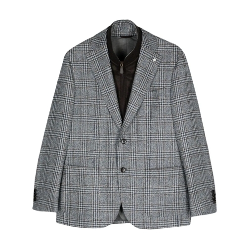 Luigi Bianchi Blazer Blue Wool Check Jacket Blue