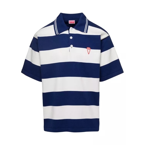 Kenzo White And Blue Oversize Striped Polo T-Shirt In Co White 