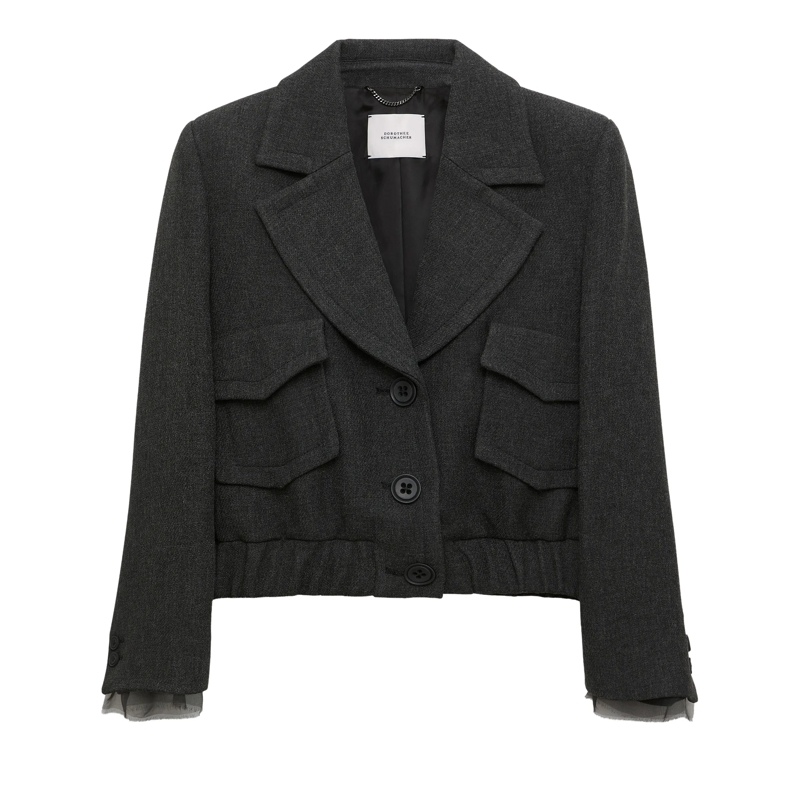 Dorothee Schumacher Übergangsjacke LAYERED COOLNESS jacket charcoal melange