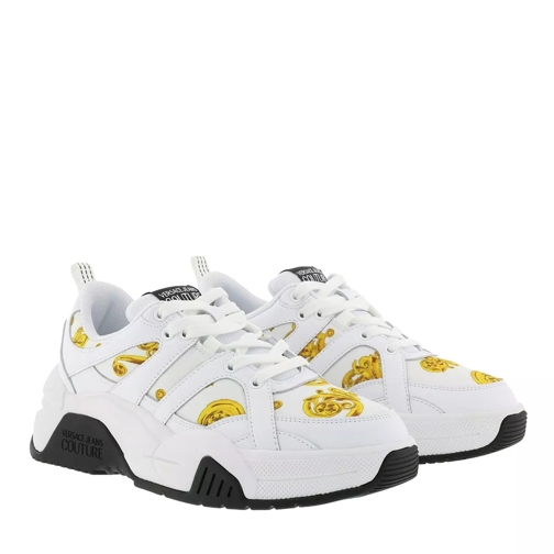 Versace Jeans Couture Chunky Leather Print Sneakers White Gold plateausneaker