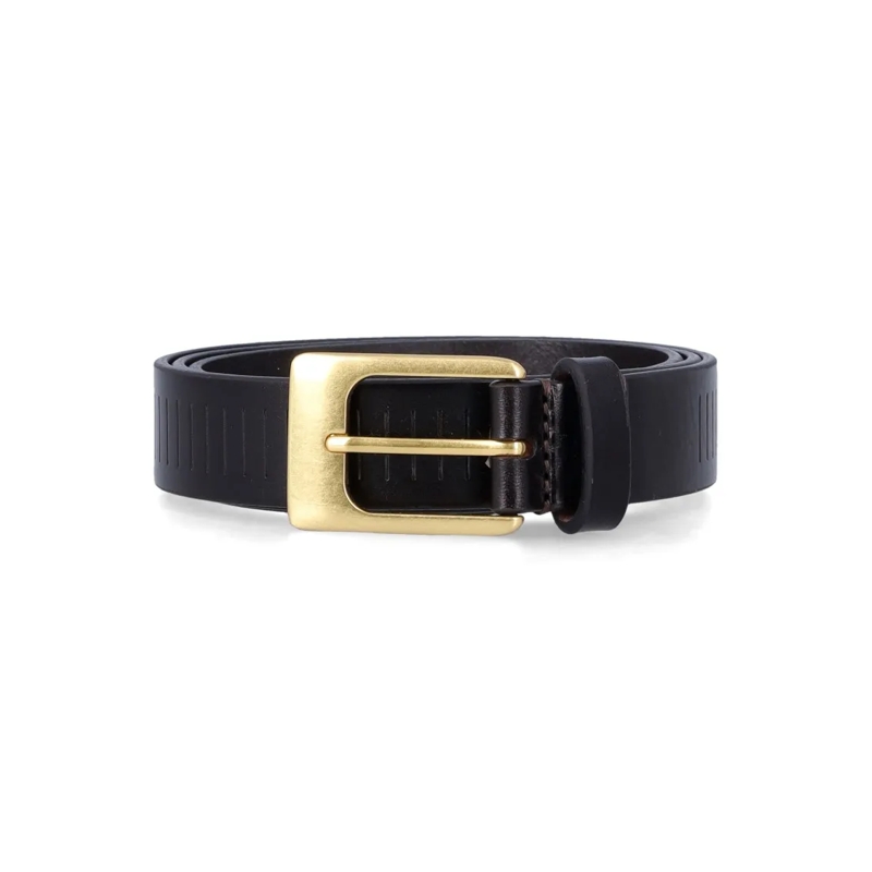 Lemaire Riem Dark Brown Rail Leather Belt Black