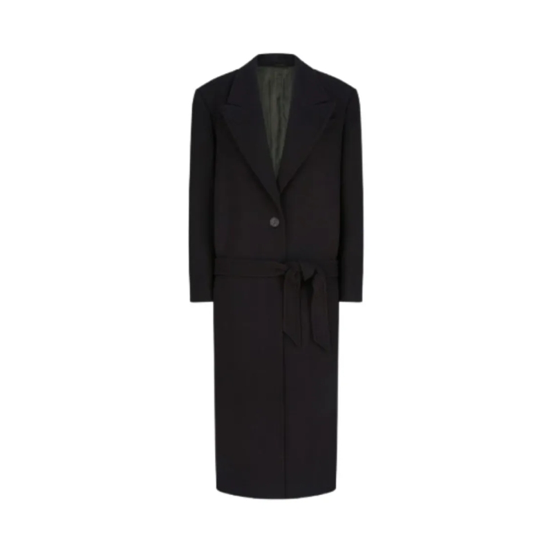 The Attico Overgangsmantel Long Single-Breasted Black Twill Coat Black