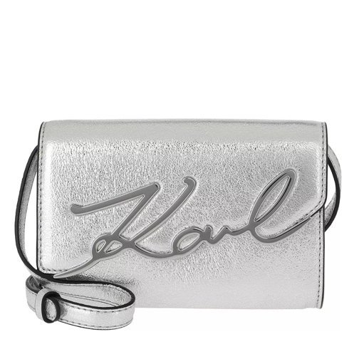 Karl Lagerfeld Signature Metallic Belt Bag Silver Cintura in pelle