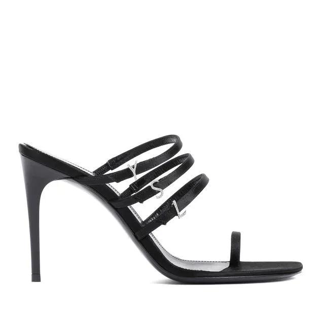 Saint Laurent Sandalen & Sandaletten - Jerry 95 Black Textile Sandals - Gr. 39,5 (EU) - in Schwarz - für Damen