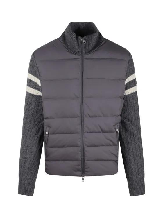 Moncler - Padded Wool Zip-Up Cardigan - Größe S - grau