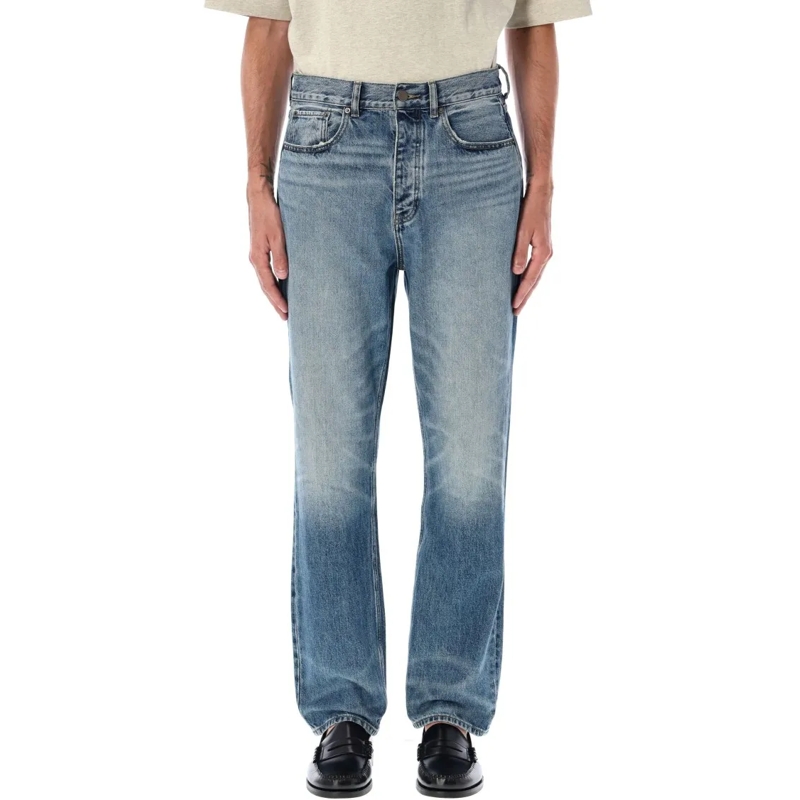 FEAR OF GOD Jeans Straight Leg Denim 5-Pocket Jeans With Button Fly Blue