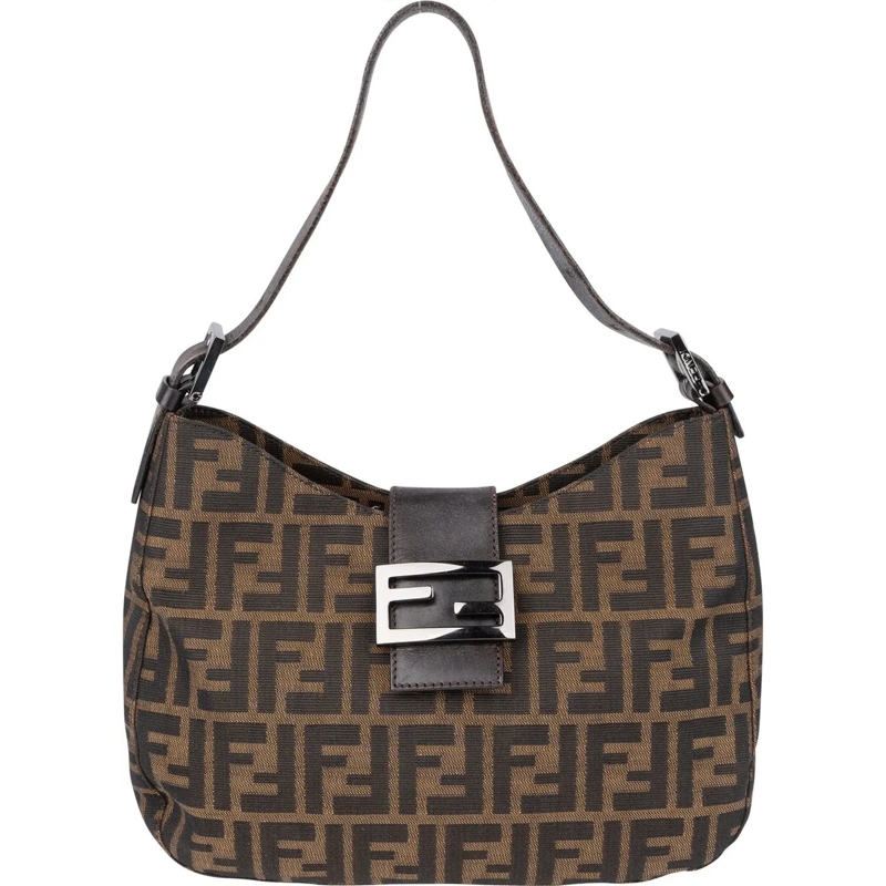 Fendi Schultertasche Fendi FF Monogram Baguette Buckle Shoulder Bag braun