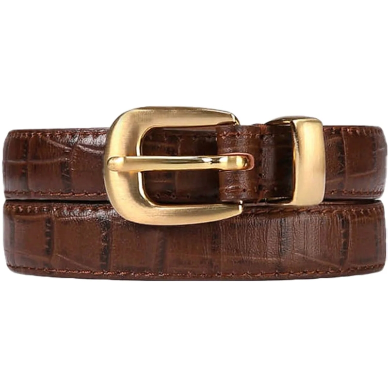 Tony Wack Ledergürtel Cintura Crocodile Pattern Marrone braun