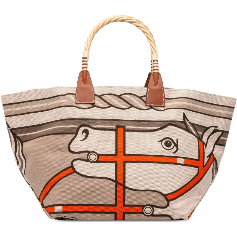 Hermès Shopper Toile H Plume Quadrige au Fil Steeple 31 braun