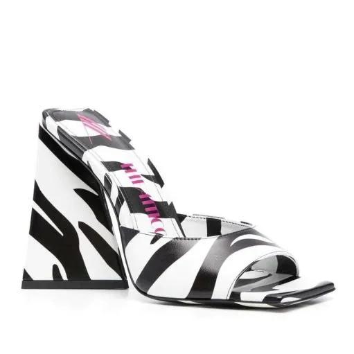 The Attico Slipper & Pantoletten - Devon Zebra Print 115Mm Mules - Gr. 37,5 (EU) - in Schwarz - für Damen