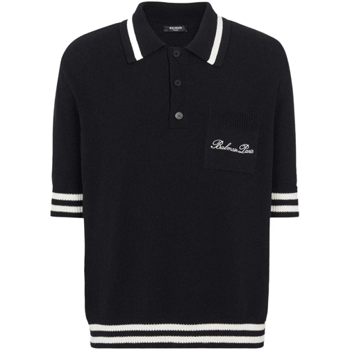 Balmain T-Shirts Polo Punto Logo schwarz