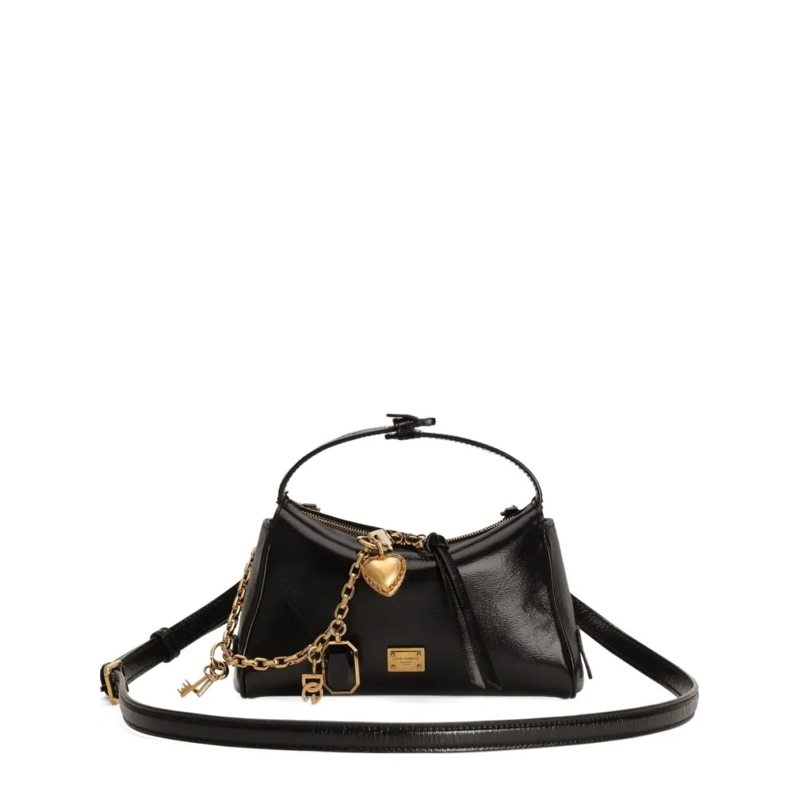 Dolce&Gabbana Schultertasche Structured Black Calf Leather Handbag Black