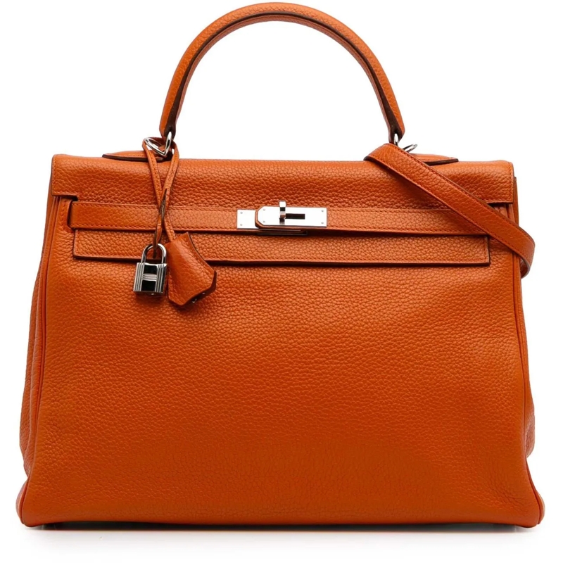 Hermès Schultertasche Togo Kelly II Retourne 35 orange
