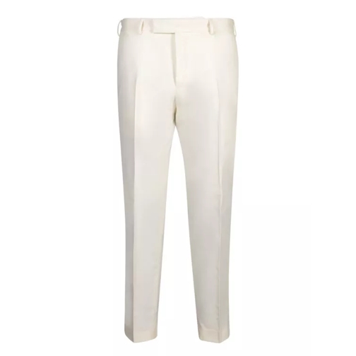 Pt Torino White Tailored Cut Trousers White Pantaloni
