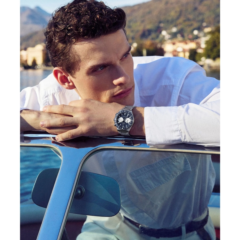 Timex Quarzuhr Quarz-Analoguhr Q Timex Continental Chronograph silber(Image 6)