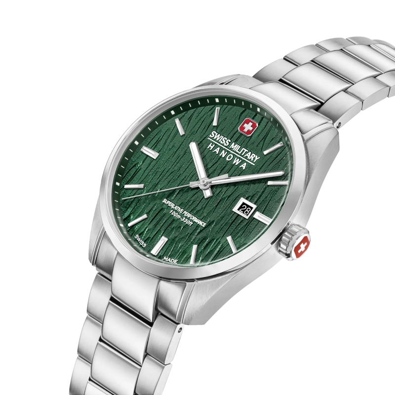 Swiss Military Hanowa Quarzuhr Quarzuhr Silver Fir- Anzeige: 3 Zeiger- Qualitä grün(Image 2)