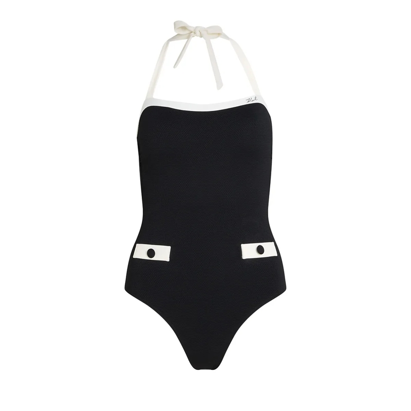 Karl Lagerfeld  K/SIGNATURE MONOCHROMER BADEANZUG weiss