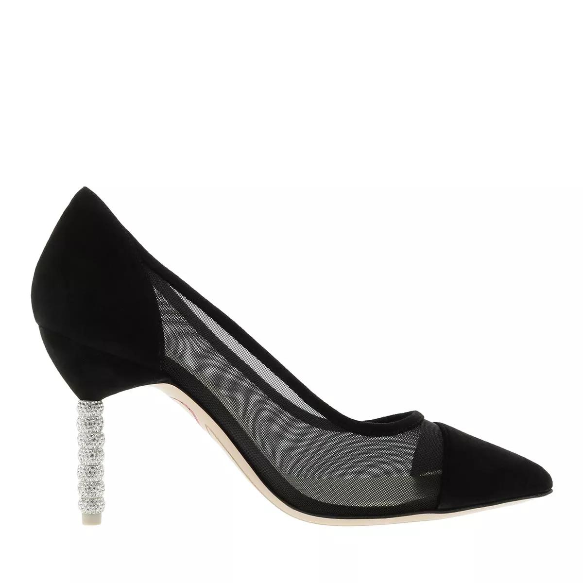Sophia Webster Jasmine Crystal Mid Pump Black Suede Mesh Pump