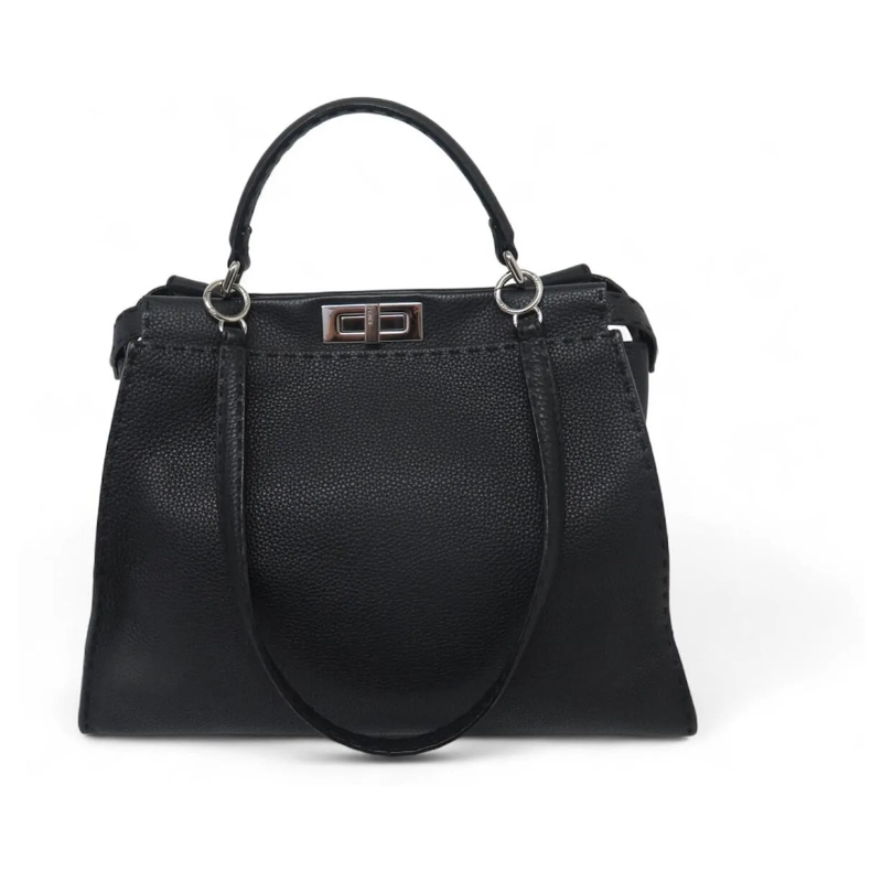 Fendi Crossbodytas FENDI PEEKABOO GROSSE HANDTASCHE AUS SCHWARZEM SEL schwarz