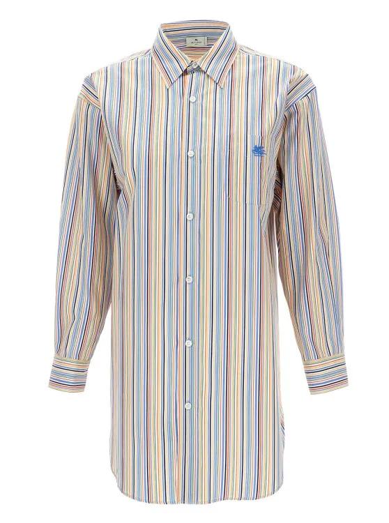 Etro - Oversized Multicolor Shirt With Stripe Motif And P - Größe 38 - bunt