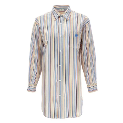 Etro  Oversized Multicolor Shirt With Stripe Motif And P Multicolor